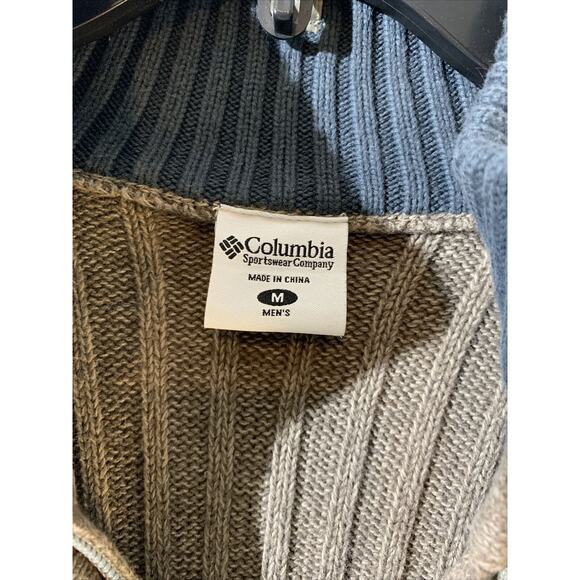 Columbia Sweater Mens Size Medium 1/4 Zip Cotton Brown - Picture 3 of 5